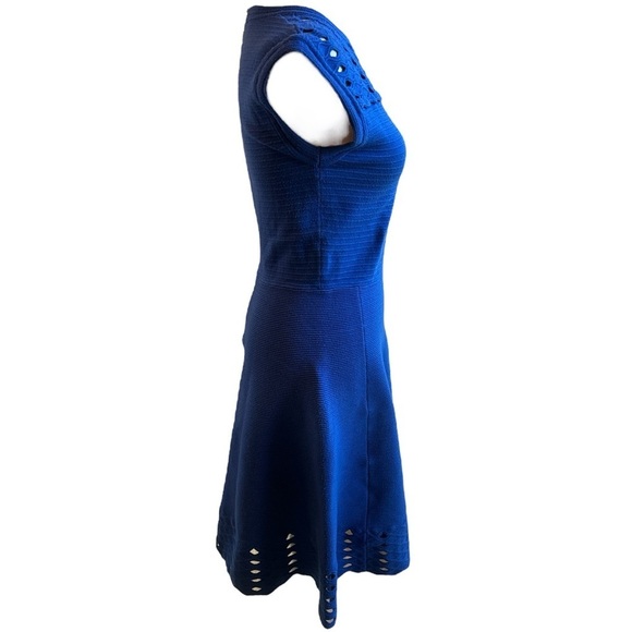 Ted Baker Zaralia Fit & Flare Knit Skater Dress Royal Blue with Cut Outs size 2 - Picture 5 of 12